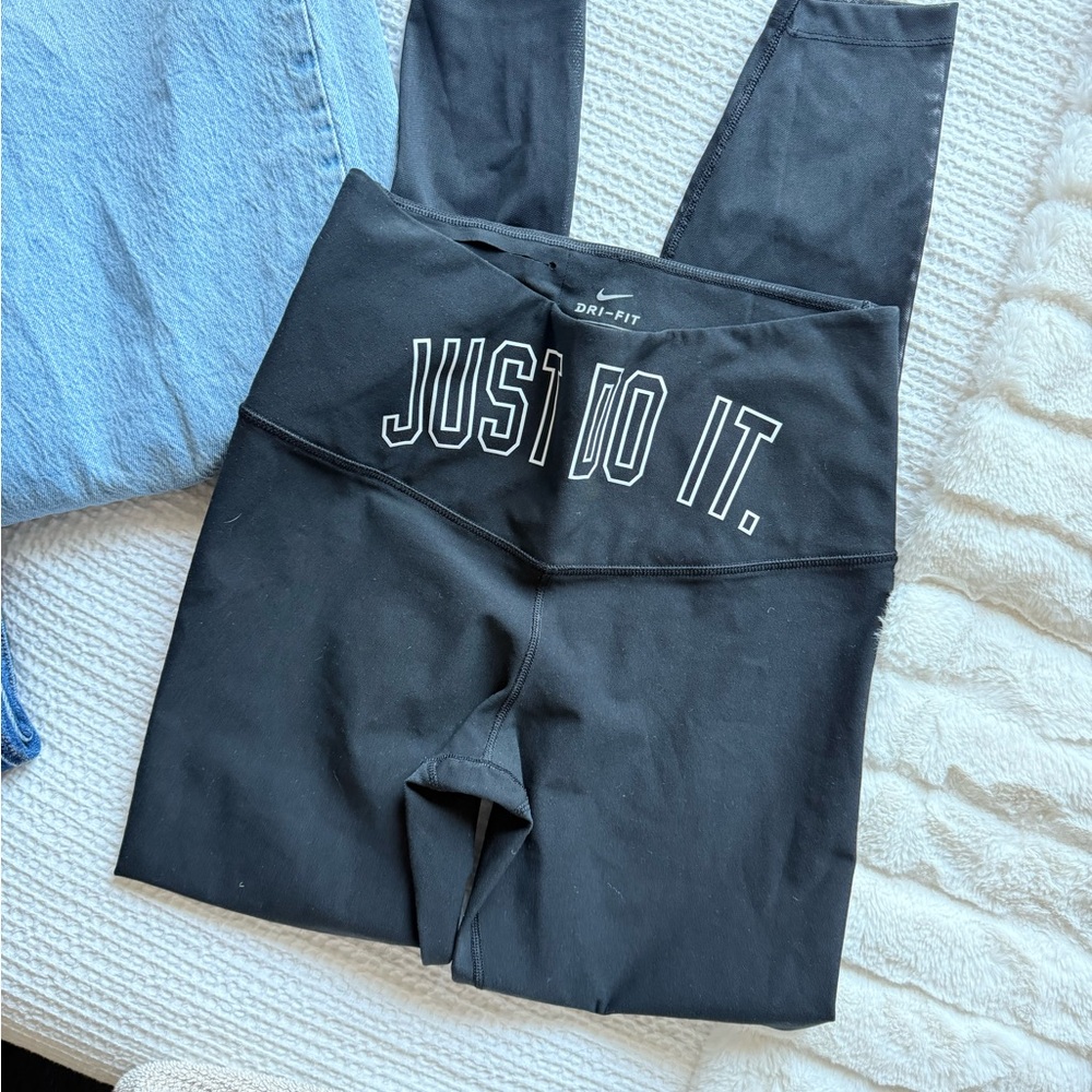 Nike Black Dri-FIT Leggings with White Print